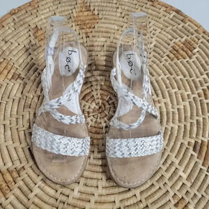 Boc Born Faux Leather White Strappy Sandals